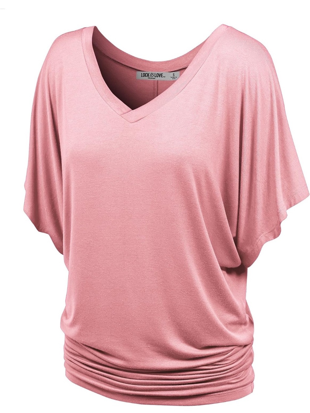 Lock & Love Dusty Rose V-Neck Dolman Sleeve Tunic